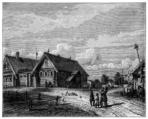 Een Russisch dorp in de zuidelijke landbouwzone, ca. 1890 door Unbekannt