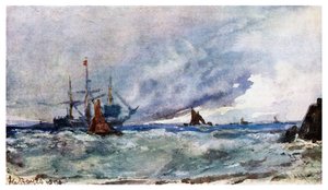 Een studie van lucht en zee vanaf het dek van een schip bij Tarifa, 1901 door Unbekannt