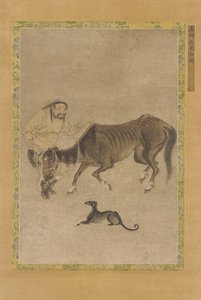 Een Tataar, een mager paard en een hond, Ming-dynastie, 1368-1644 door Unbekannt