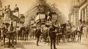 Een Verkeersblokkade in 1900 - Een scène buiten het Mansion House, 1933