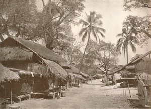 Een typische Birmaanse dorpsscène, 1900