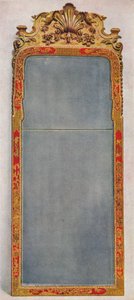 Een Zeer Zeldzame Pier Spiegel van c1720 in frame versierd met Rode Lak