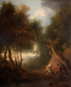 Een bebost landschap, herfstavond, waarschijnlijk ca. 1800