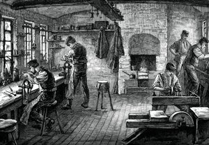 Een messenmakerswinkel, ca. 1880
