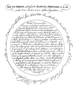 Een facsimile van de plaat in de eerste editie van Boswells Leven van Johnson, 1907 door Unbekannt