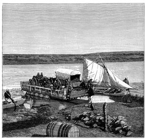 Een veerboot op de Vaalrivier, Transvaal, Zuid-Afrika, c1890 door Unbekannt