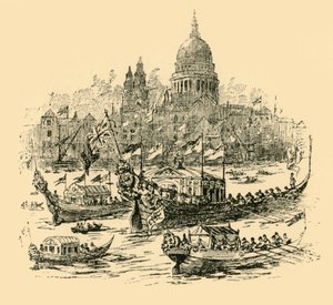 Een grote processie van versierde pramen van Whitehall naar Limehouse, 1907 door Unbekannt
