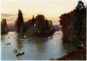 Een meer in het Bois de Boulogne, Parijs, ca. 1900 door Unbekannt
