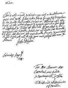 Een brief geschreven door John Dryden 1631-1700, Engelse dichter, 1699 1840 door Unbekannt
