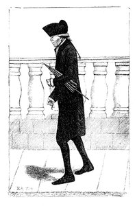 Een man die loopt met een paraplu onder zijn arm, 1784 door Unbekannt