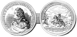 Een medaille geslagen ter herdenking van de Slag bij Dettingen, 1743 19e eeuw door Unbekannt