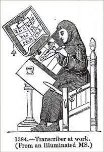 Een monnik die een manuscript verlucht door Unbekannt