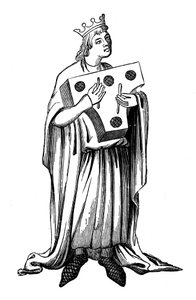 Een performer op de psalterion, 14e eeuw, 1870 door Unbekannt