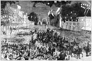 Een processie ter viering van de verjaardag van de Prins van Wales, Bombay, India, 19e eeuw