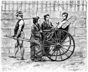 Een riksja, Japan, 1895
