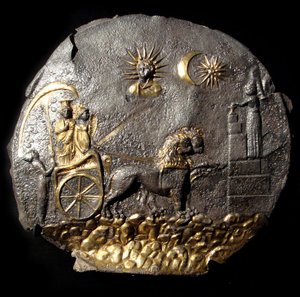 Een rond medaillonbord dat Cybele beschrijft, 2e eeuw v.Chr. door Unbekannt