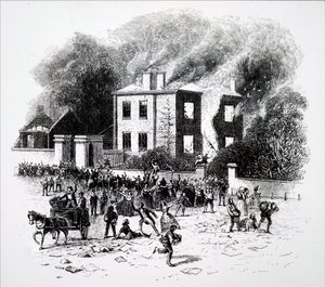 Een scène uit de Birmingham-rellen van 1791 door Unbekannt