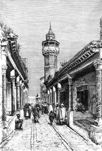 Een straat in de Suk wijk van Tunis, Tunesië, 1895