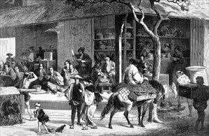 Een theemarkt in Japan, circa 1880