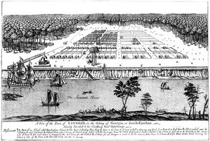 Een uitzicht op de stad Savannah, in de kolonie Georgia, South Carolina, 1741, ca. 1880 door Unbekannt