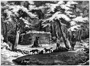Een winterhut in het Saskatchewan-gebied, Canada, 1877 door Unbekannt
