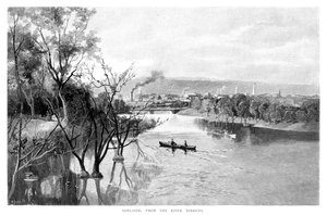 Adelaide, vanaf de rivier Torrens, 1886