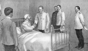 Admiraal Togo bezoekt Russische Admiraal Rozhestvensky in het ziekenhuis, Russisch-Japanse Oorlog, 1904-5 door Unbekannt
