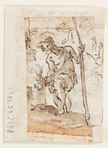 Aanbidding van de Wijzen, St. Christoffel en Christus Kind door Unbekannt