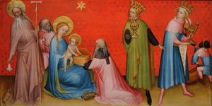 Aanbidding der wijzen met Sint Antonius Abt door Unbekannt