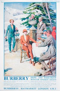 Advertentie voor Burberry sneeuw- en winddichte wintersportkleding