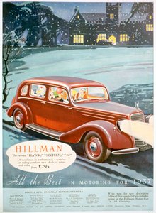Advertentie voor Hillman motorauto