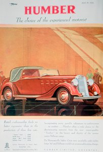 Advertentie voor Humber motorauto