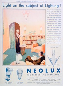 Advertentie voor Neolux lichtarmaturen, 1931 door Unbekannt