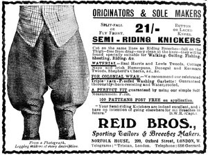 Advertentie voor Reid Bros, Sporting Tailors & Breeches Makers