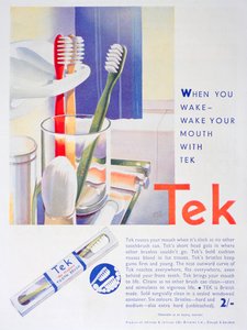Advertentie voor Tek-tandenborstels, door Johnson en Johnson, 1931 door Unbekannt