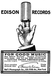Advertentie voor Edison fonograaf cilinderopnamen