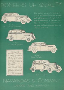 Advertentie voor Naraindas & Company, leveranciers van auto
