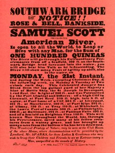Advertentie voor stuntshows door Samuel Scott, 1840, 1948