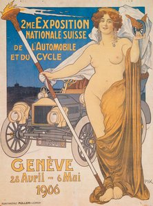Advertentie voor de Tweede Zwitserse Nationale Auto- en Fietstentoonstelling, Genève, 1906 door Unbekannt