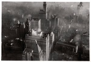Luchtfoto van Manhattan, New York City, VS, vanuit een Zeppelin