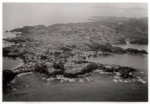 Luchtfoto van Oginohama, Japan, vanuit een Zeppelin, 1929-1933