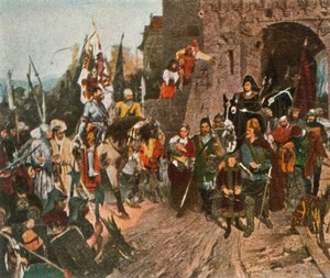 Agnes von Rosenberg geeft het kasteel van haar vader over aan de Hussieten, 1426, 1936 door Unbekannt