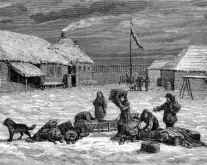 Alaskaans tafereel, VS, 19e eeuw