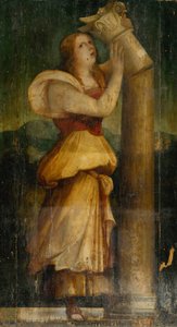 Allegorische figuur van een vrouw met gebroken zuil