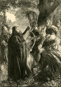 Alfred de Grote, vermomd als een harpspeler, spelend voor Guthrum door Unbekannt