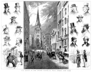 Amerikaanse zakenlieden en Wall Street, New York, VS, 1877 door Unbekannt