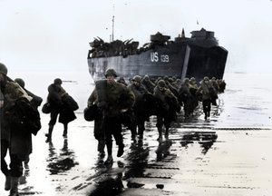 Amerikaanse troepen landen op de stranden van Normandië, 1944