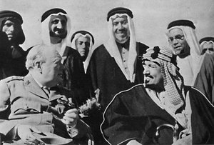 Onder andere Midden-Oosterse heersers, koning Ibn Saoed van Saoedi-Arabië, 1945