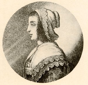 Een Engelse vrouw in een kap en sjaal afgezet met Vandyke-kant, 1640, 1937 door Unbekannt