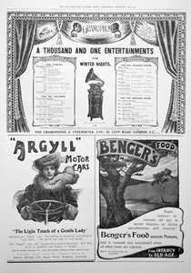 Een advertentiepagina in de Illustrated London News, Kerstmis, 1905